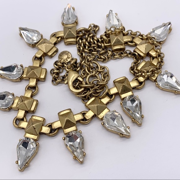 J. Crew Teardrop Jeweled Gold Necklace - Picture 2 of 3
